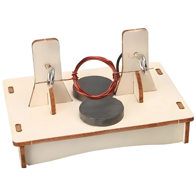 Motor Teaching Aid Electromagnetic Demonstration Model with Wooden Base, Open Coil Structure for Physics Classroom and K1KF Quake CN