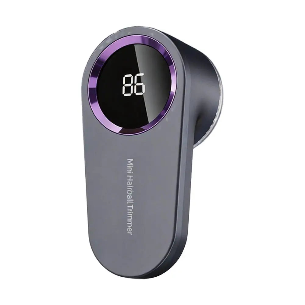 Smart Digital Lint Remover for Clothes Electric Hairball Trimmer Portable Fabric Shaver for Sweaters Furniture Battery Display Quake Gray