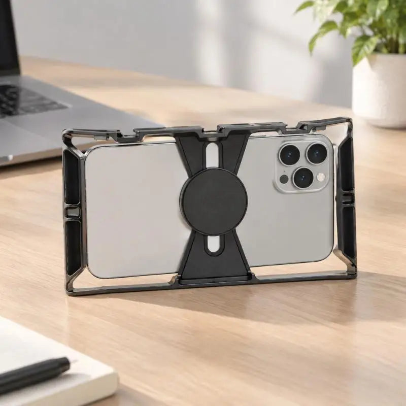 Hard Plastic Smartphone Video Cage with Phone Mount, Two Side Grips and Accessory Interfaces for Handheld or K1KF Quake