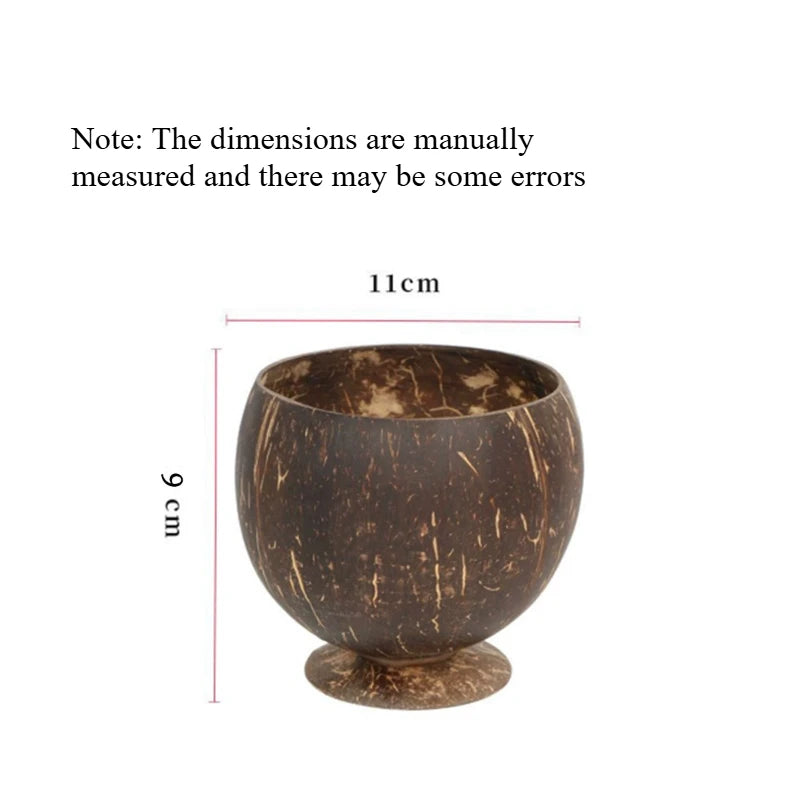 1PC Handmade Coconut Shell Goblet Cup with Base Japanese Style Bowl for Milkshake Dessert Salad Home Drink Cup Quake 401-500ml A