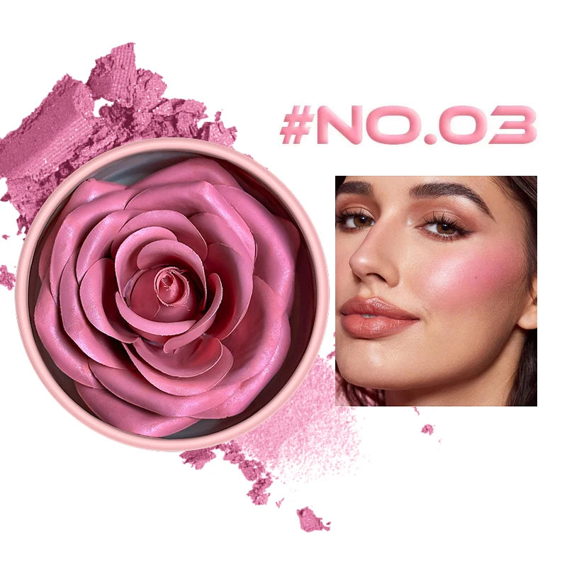 3D Petal Rose Makeup Blush 4 colors Gift Highlighter Rare Beauty Blush Rubor Forma Rosa Real Rose Flower Blush Shimmer Makeup Quake 03