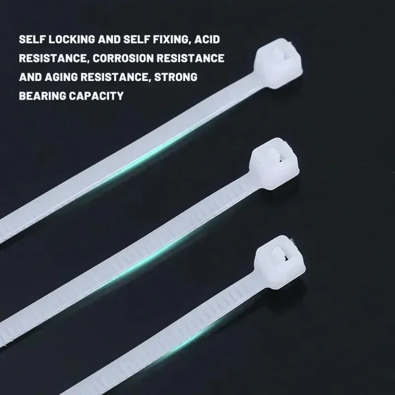 Nylon Cable Tie Plastic Self-locking Binding Tape Black White Cable Tie Fastening Loop Cable Tie Reusable Office Wire Wraps Quake