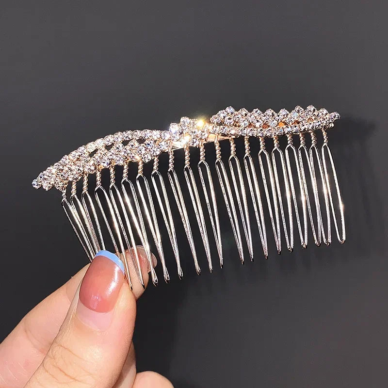 Women Rhinestone Pearl Comb Clip Hair Accessories Bangs Clip Back Head Headdress Broken Hair Finishing Tools Hair Clip Hairpins Quake NO.10
