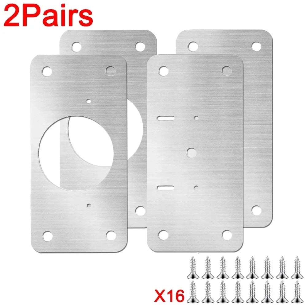20/2PCS Stainless Steel Hinge Fixing Plate Kit Cabinet Door Hinge Repair Plate Bracket with Mounting Screw for Kitchen Furniture Quake 2Pairs(4Pcs)