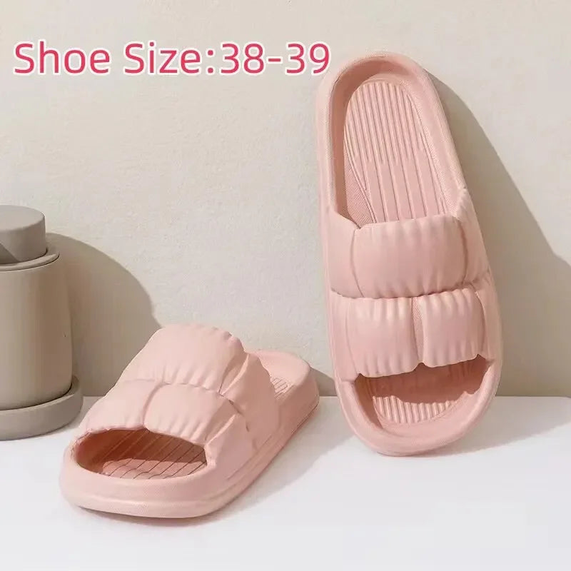 Soft EVA Slippers, Non-Slip Home & Bath Sandals, Comfortable Lightweight Summer Shoes, Cute Unisex Footwear, Durable & Cozy Quake pink 38-39
