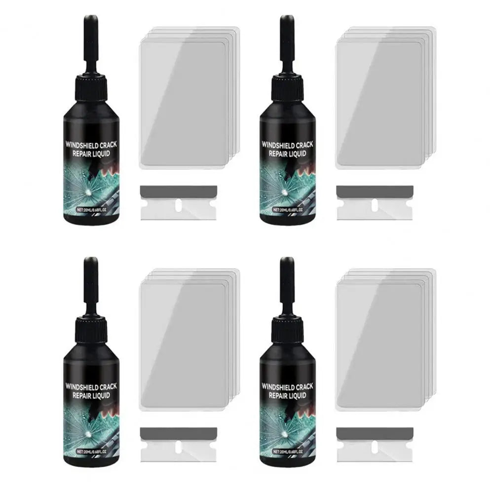 Car Windshield Repair Kit for Cracks Chips UV Glass Repair Fluid Permanent Bonding Prevents Further Spreading DIY Tool Quake 4 Sets