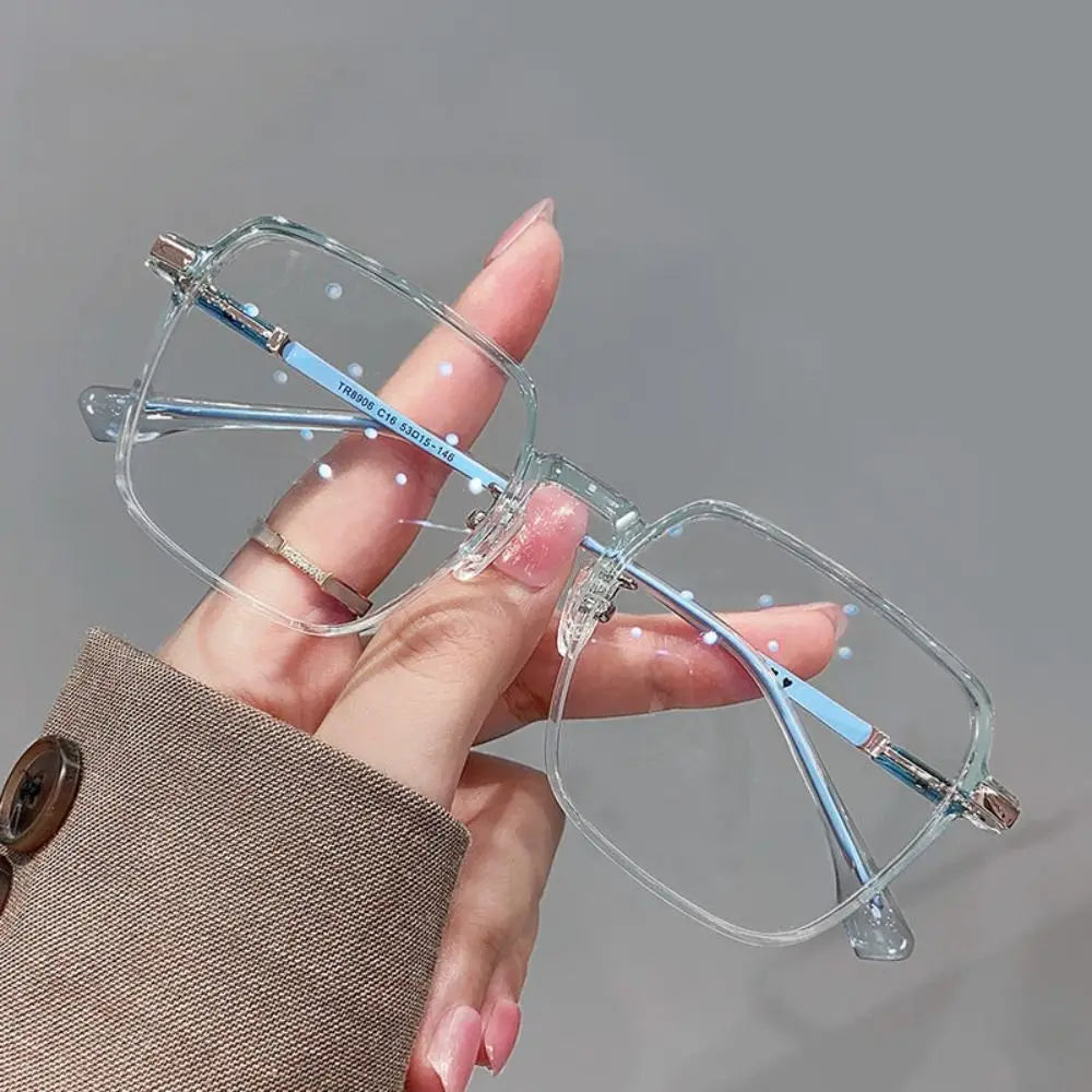 Trendy Office Anti Blue Light Glasses for Women Men Fashion Square Clear Frame Optical Eyewear Eye Protection Computer Goggles Quake Blue