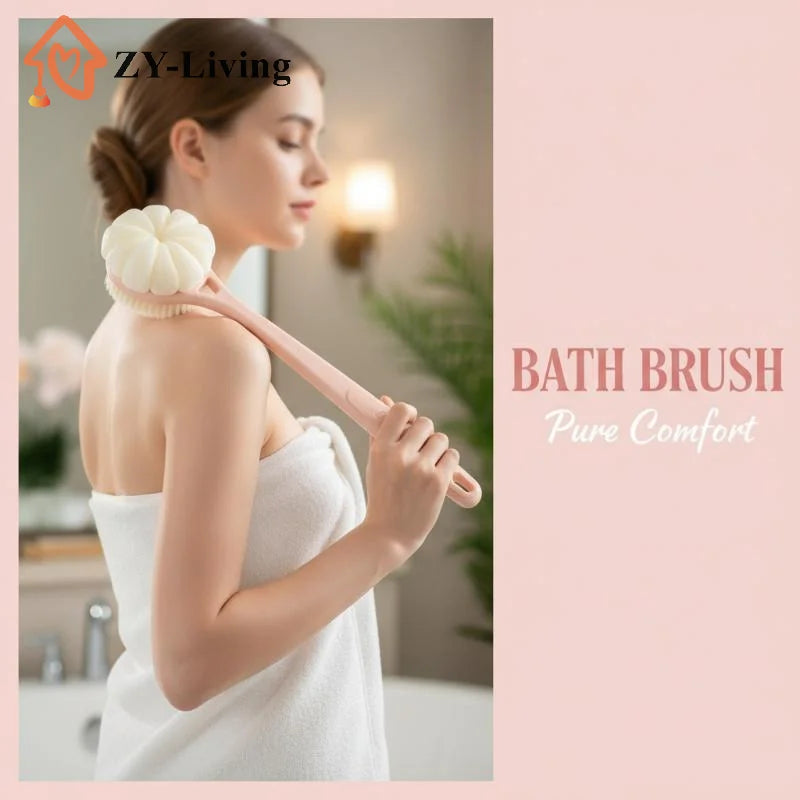 1Pcs Long Handle Bath Brush Double-Sided Scrubbing Shower Towel Back Scraper Detachable Strong Bath Soft Bristle Washing Brush Quake