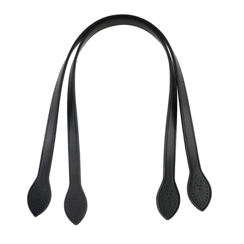 2Pcs Portable PU Leather Shoulder Bag Strap Replacement Core Stitching Bag Belt Detachable Handbag Band Handle Bag Accessories Quake Black