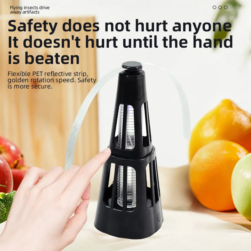 Qualitell 2-in-1 Smart Pest Control Table Fan Portable Outdoor Kitchen Fly Repellent and Bug Killer Lamp Food Protector Quake