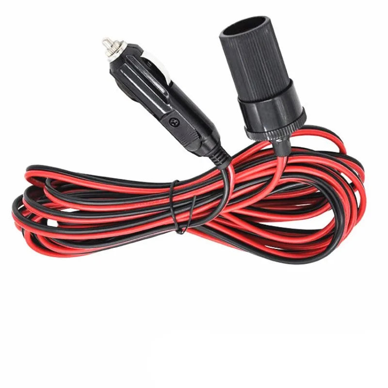 12V 16AWG Cigarette Lighter Extension Cable Adapter Replacement Parts Durable Professional Wear Resistant Accessories Quake 1 to 1 Black wire 5M
