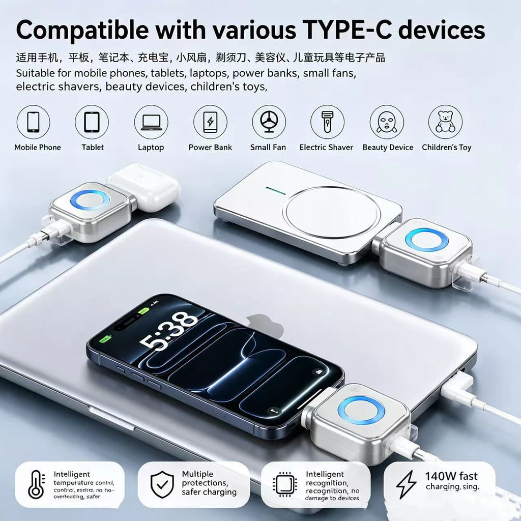 Smart Full Charge Self-Cut Type-C Adapter, Universal Auto Disconnect for Night Charging, Overcharge Prevention Separator Quake