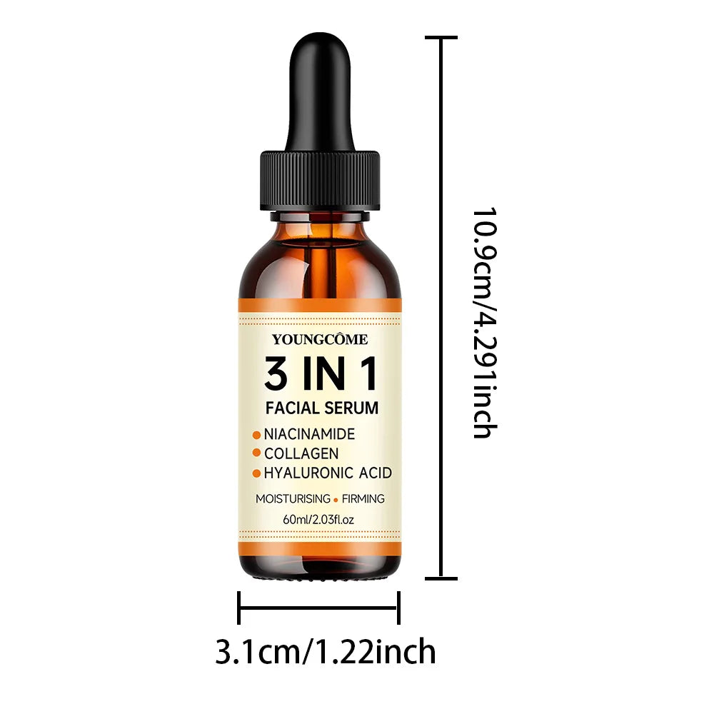 Face Serum 3 in 1 Nicotinamide Anti-Aging Wrinkle Face Serum Facial Moisturizing Brightening Firming Facial Essence Face Quake 60ml