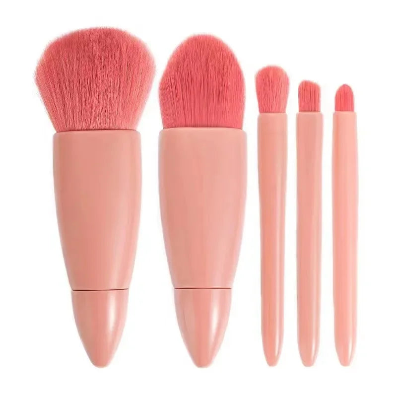 5pcs Portable Mini Makeup Brushes Set Foundation Brush Eyeshadow Brush Fiber Soft Makeup Brushes for Women Makeup Beginner Quake