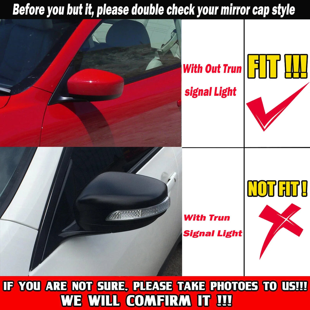 For Infiniti G25 G37 Q40 Q60 2009-2015 2x Car Replacement Rearview Side Mirror Cover Wing Cap Exterior Door Rear View Case Trim Quake