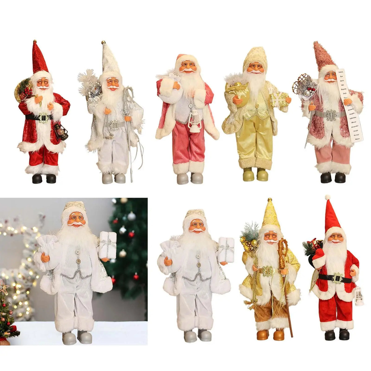 Santa Claus Figurine Xmas Party Ornament Santa Claus Figure for Bedroom Home Quake