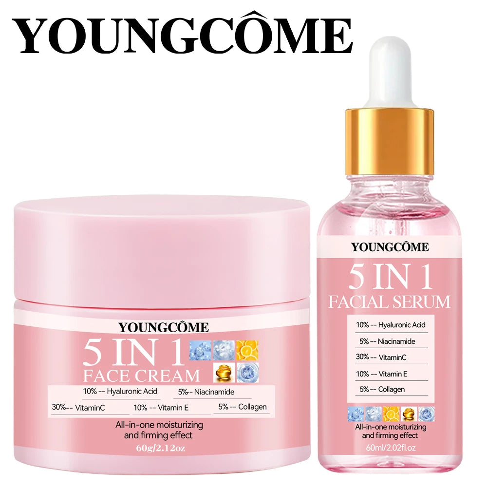5 In 1 Hyaluronic Acid Face Serum & Facial Cream SetsFor Facial Firming Moisturizer Skin Care Quake