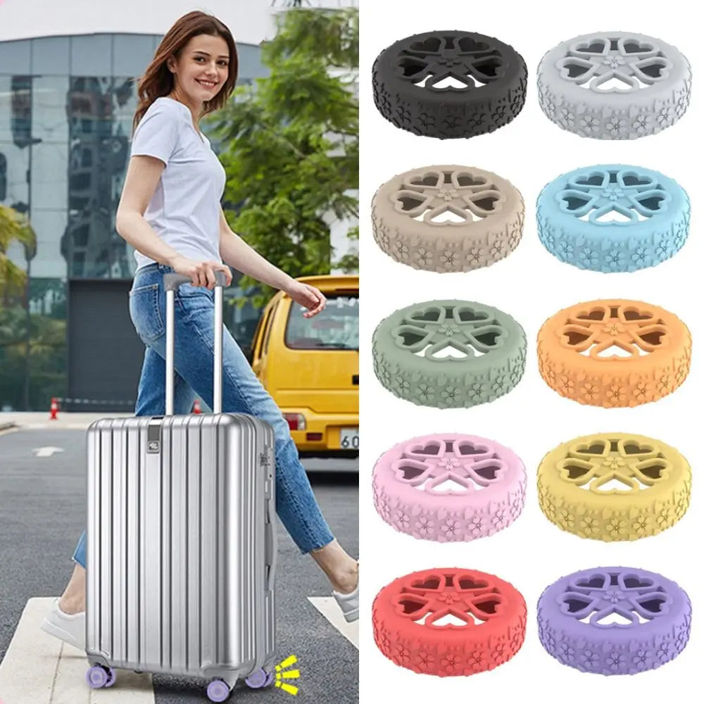 8Pcs Silicone Luggage Wheels Protector Cover Reduce Noise Anti-slip Suitcases Wheel Protection Rings Reduce Wheel Wear Quake