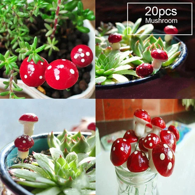 Mini Craft Figurine Bend Bridge House Mushroom Fence Craft Figurine Plant Pot Garden Ornament Miniature Fairy Garden Decor DIY Quake D - Mushroom
