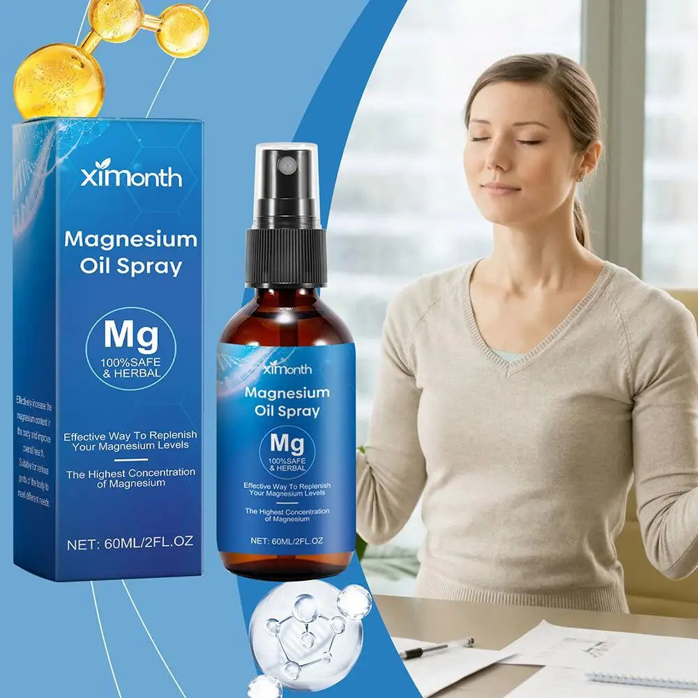 60ml Purely Natural Magnesium Oil Spray Improve Sleep Relieve Muscle Pain Nourish The Skin For Restlessness & Better Sleep Quake