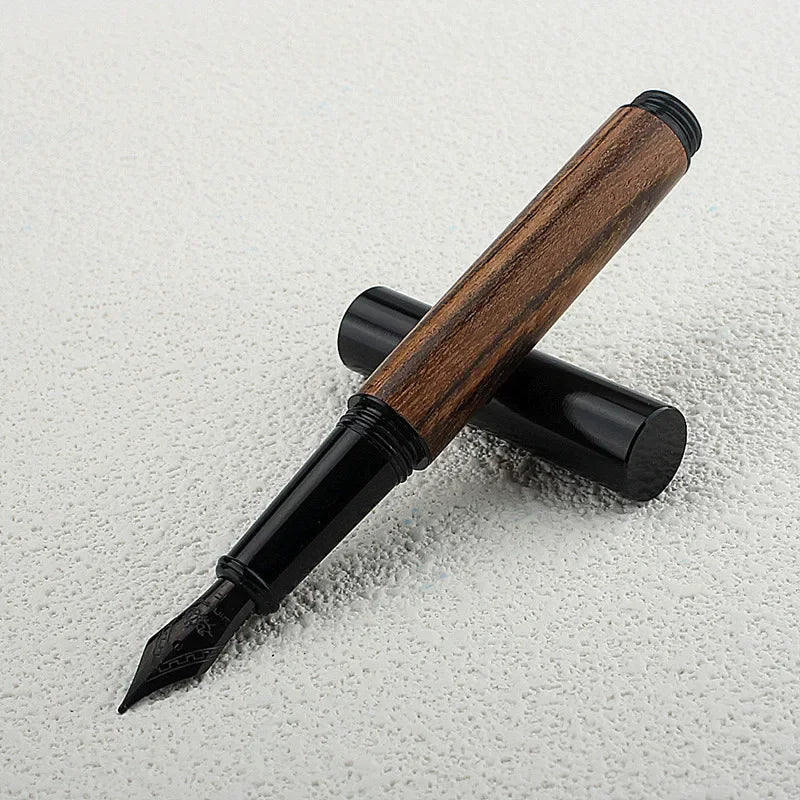 Mini Wood Business Office Student School Stationery Supplies EF 0.38mm Nib Fountain Pen School Supplies Stationery Quake Black nib 1 Bent (Curved) 1.0mm