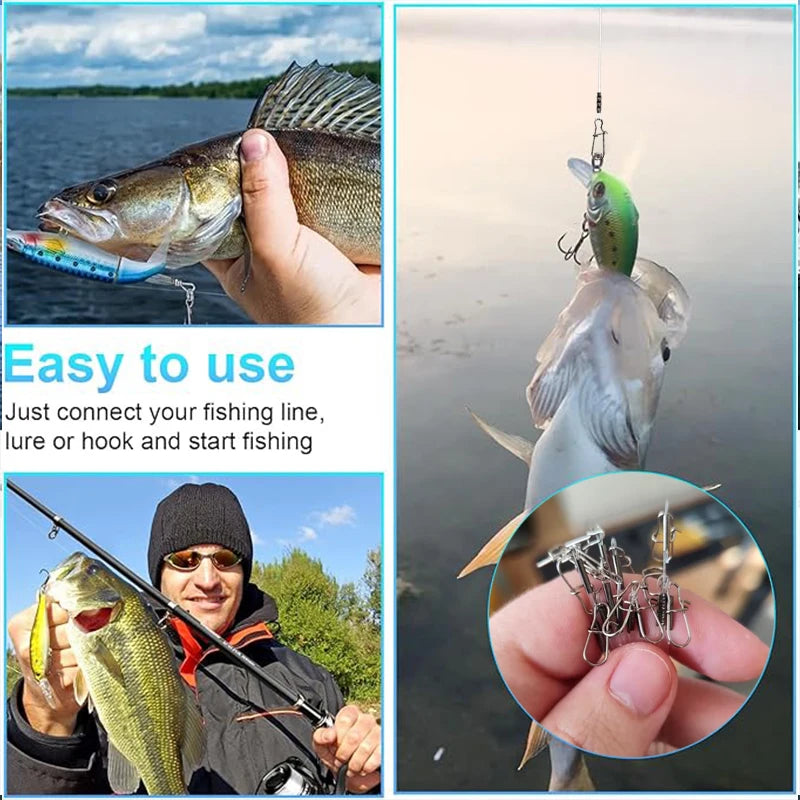 10pcs/20pcs Fluorocarbon Fishing Line, 6.5kg–17.5kg Breaking Strength Salmon Rig with Swivel Ring and Quick-Release Clip, High-S Quake
