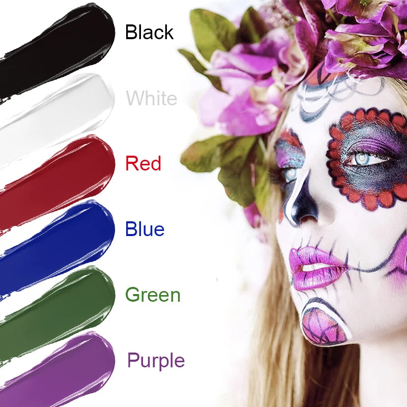 6 Colors Face Body Paint Stick Cream Eyeblack Tube Black Body Painting Blendable Sticks For Halloween Cosplay Joker Makeup Quake