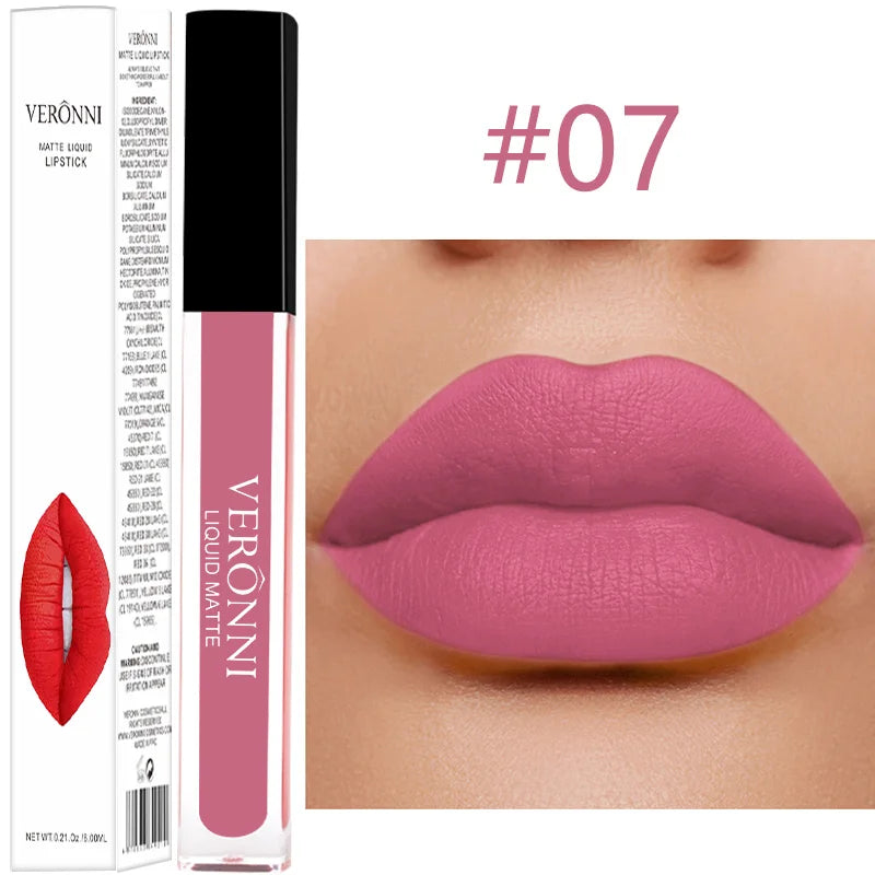 14 Color Liquid Matte Lipsticks Long Lasting Velvet Lip gloss Non Stick Cup Waterproof Beauty Cosmetics Makeup for Women Lip Quake 07