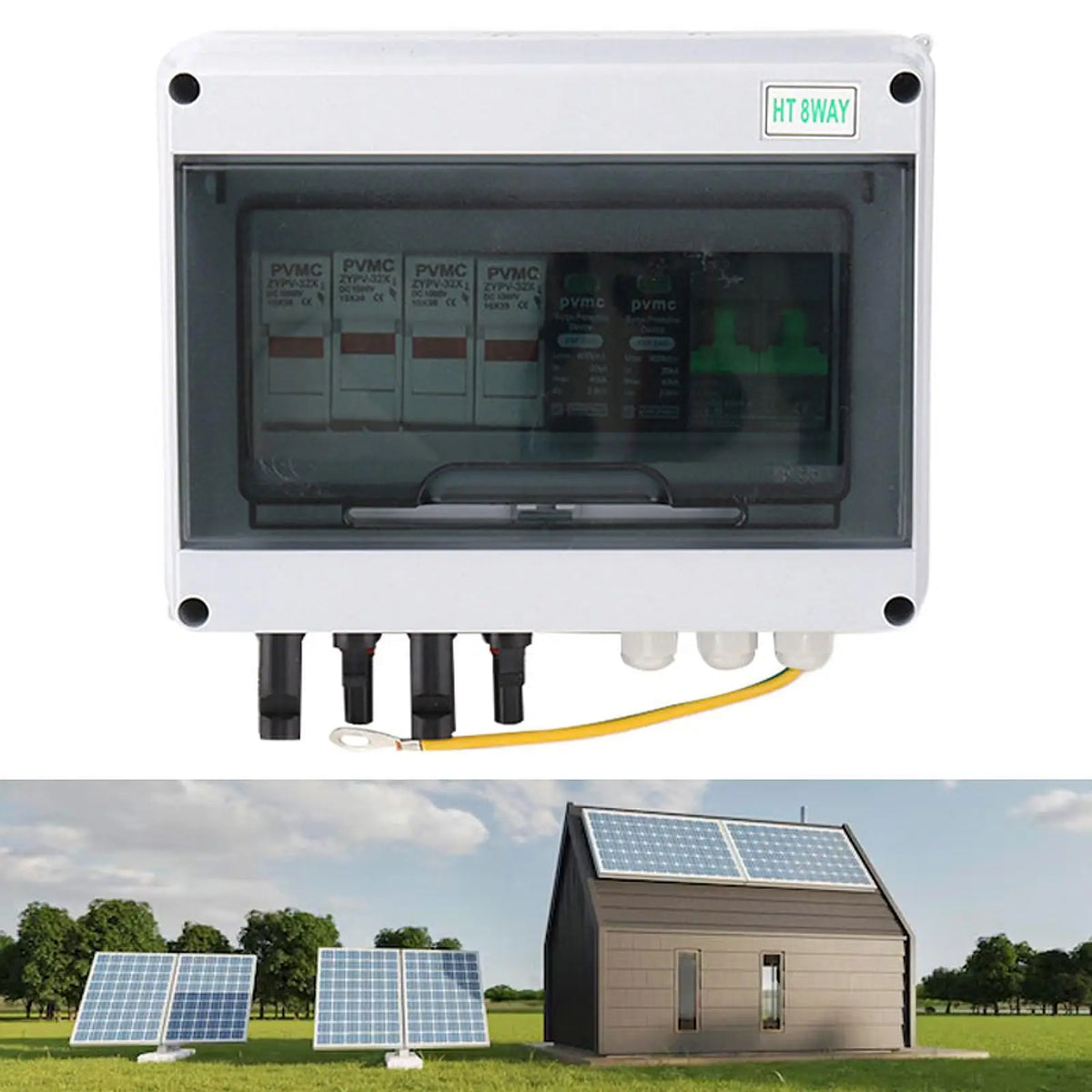 Solar Pv Combiner Box Sealed Dustproof DC 600V Fuse Mcb SPD for Car Industry Quake