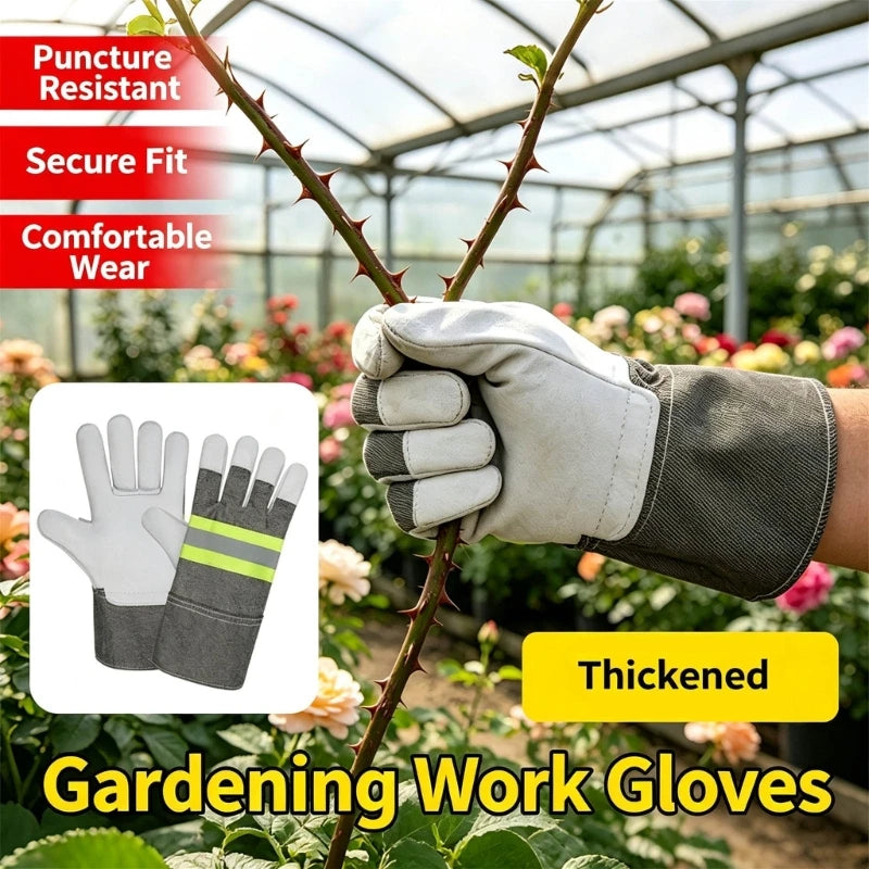 Leather Welding Work Gloves with Extended Canvas Wrist Coverage, Double-Layer Thumb Reinforcement, Finger-Edges Binding, K1KF Quake CN