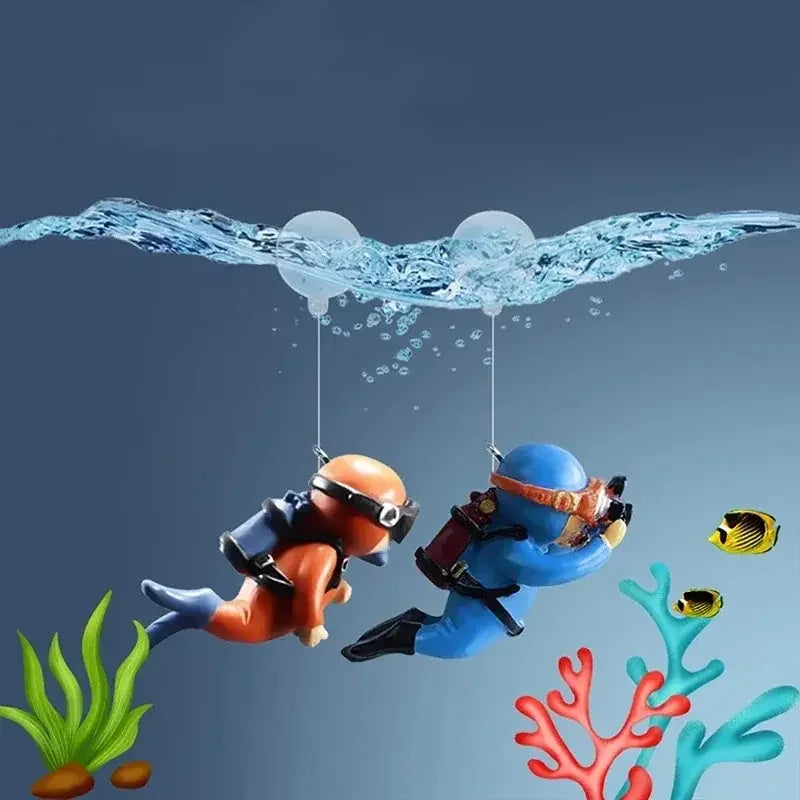 Realistic Floating Diver Ornament For Aquarium - Add Fun & Style To Your Fish Tank Decor, Unique Underwater Scene Enhancer Quake