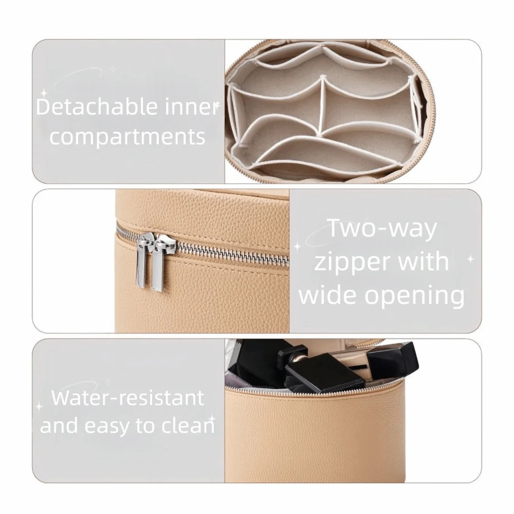 Large Capacity Cosmetic Box PU Leather Waterproof Makeup Bag Zipper Closure Internal Storage Box Toiletry Pouch Gift Idea Quake