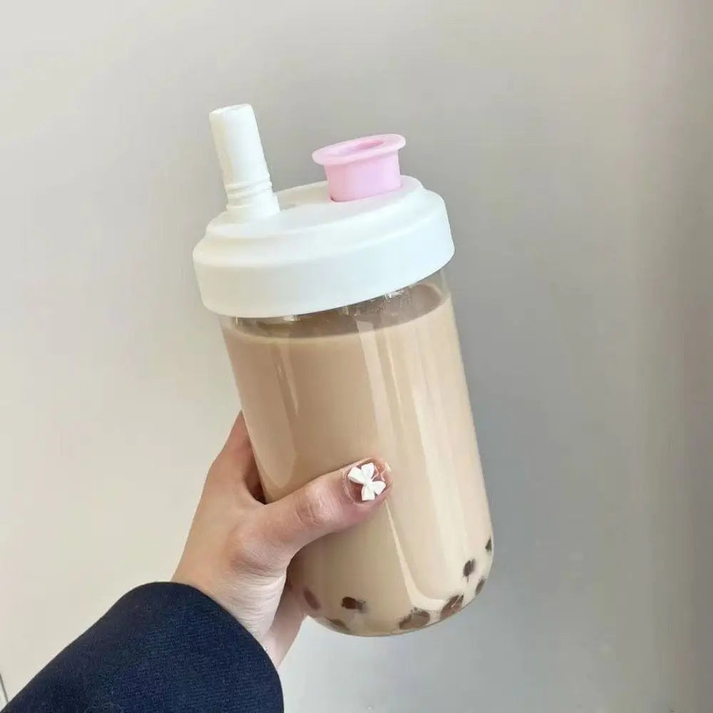 500/850ml Water Bottles Juice Milk Plastic Cup with Lid Straw Bubble Tea Coffee Cups Transparent Large Capacity Drinkware Quake