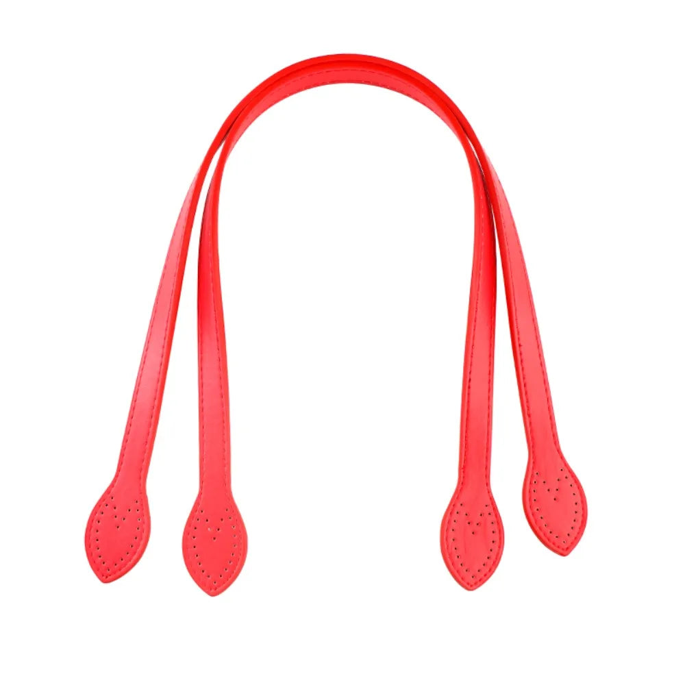 2Pcs Portable PU Leather Shoulder Bag Strap Replacement Core Stitching Bag Belt Detachable Handbag Band Handle Bag Accessories Quake Red