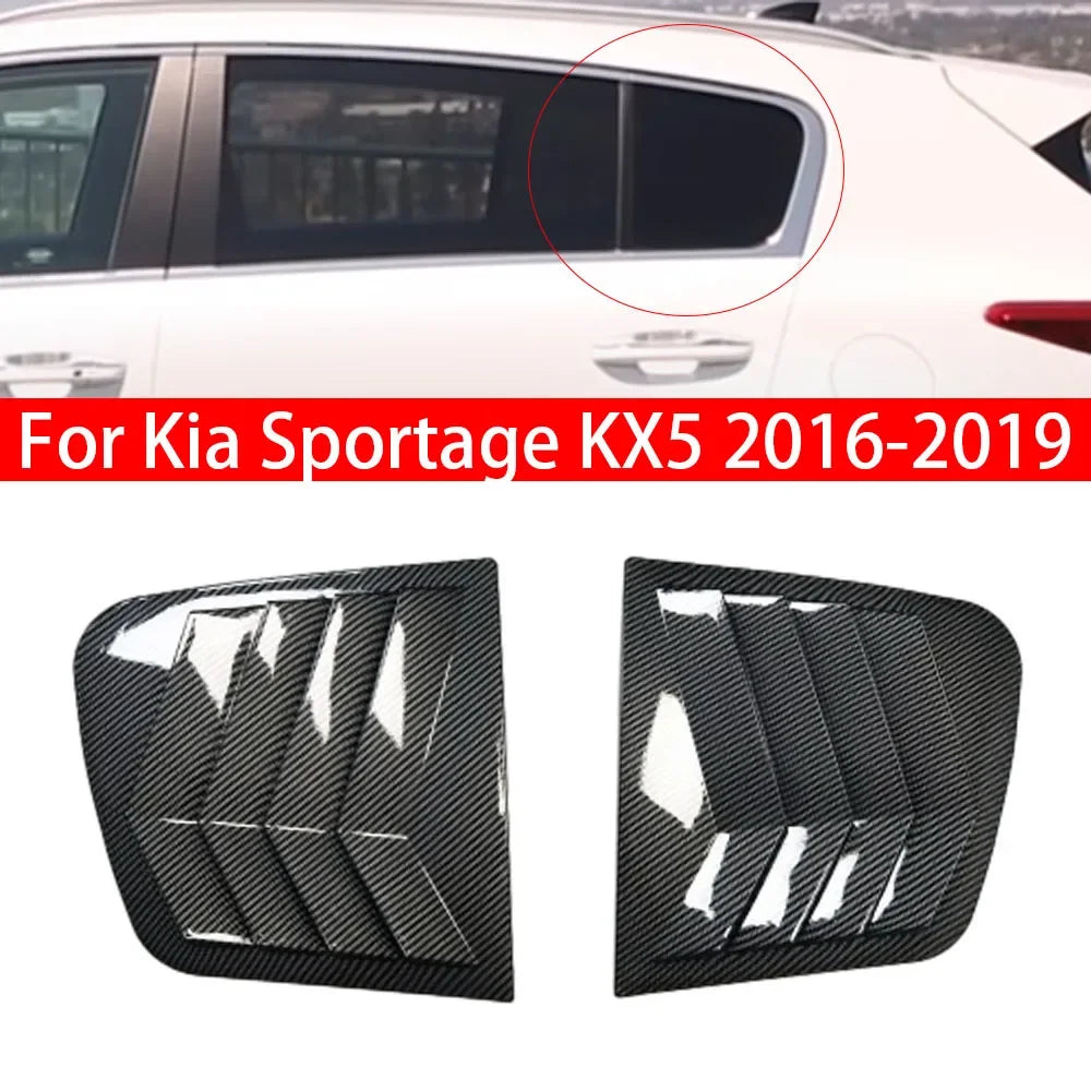 For Kia Sportage KX5 2016-2019 Car Rear Louver Window Side Shutter Cover Trim Sticker Vent Scoop ABS Carbon Fiber Accessories Quake