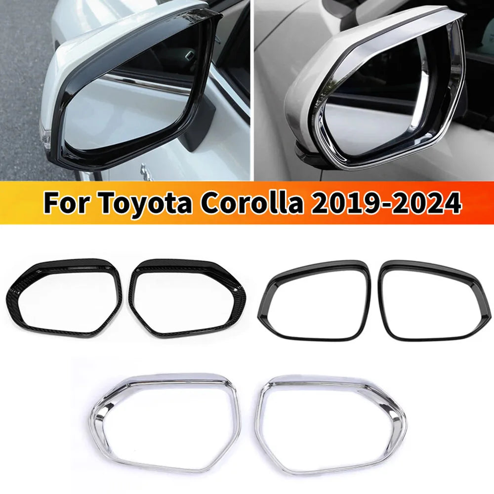 For Toyota Corolla 2019-2024 2x Car Sticker ABS Exterior Side Mirror Rain Eyebrow Frame Trim Decorative Accessories Carbon Black Quake
