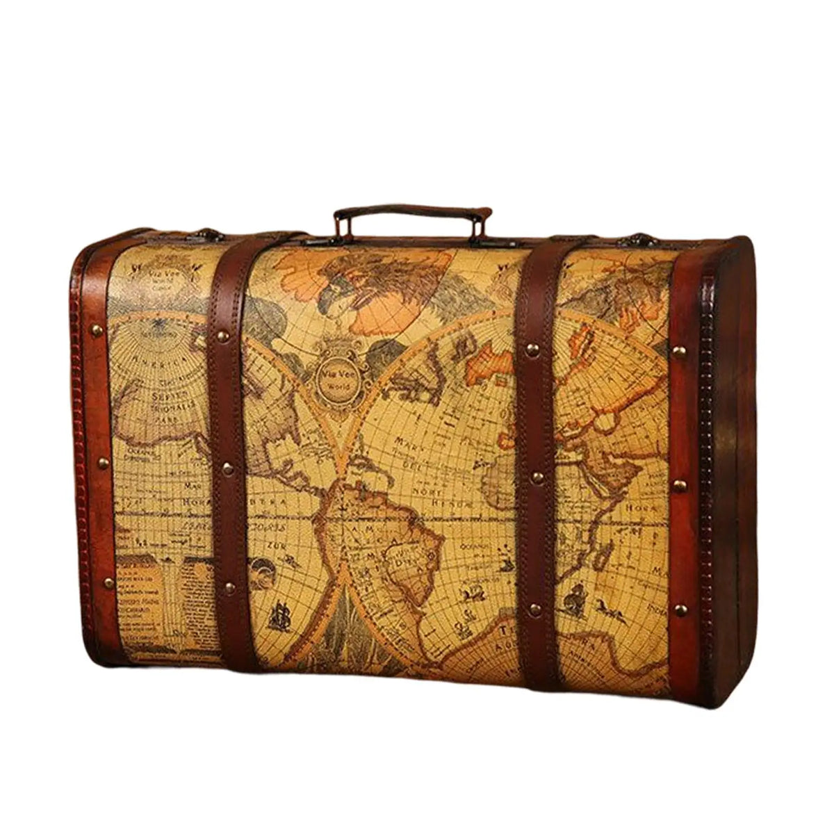 Vintage Suitcase with Handle Suitcases Photo Props Wooden Trunk Decorative Box Suitcase Wood Chest for Shop Window Shop Bedroom Quake