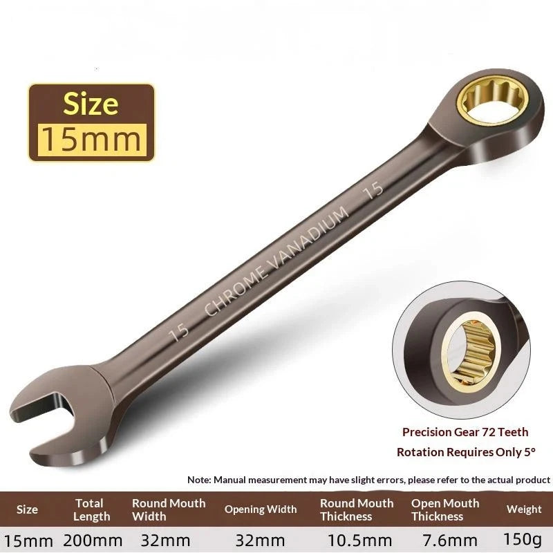 1Pcs Universal Torx Wrench Adjustable Torque 8-22mm Ratchet Spanner for Bicycle Motorcycle Car Repair Tools Mechanical Tool Quake 15mm