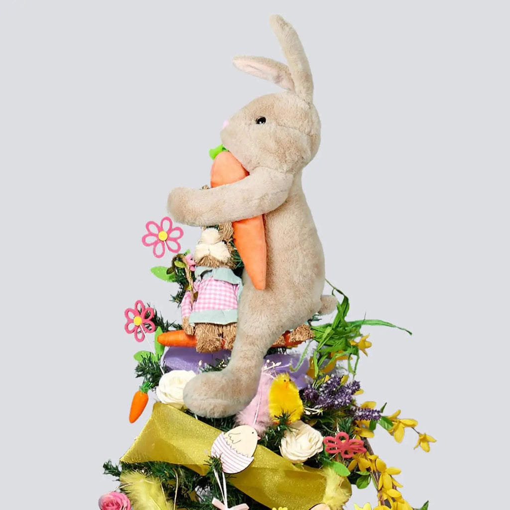 Easter Bunny Tree Topper Ornaments Decoration Plush Doll for Home Party Supplies Basket Stuffers Festival Toddlers Kids Table Quake