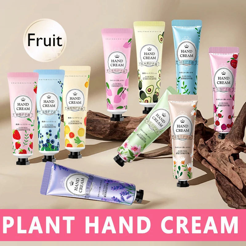 Plant Fruit Hand Cream 30g Natural Fragrance Moisturizing Hand Lotion for Dry Cracked Hands, Deep Repair Smooth Hand Care Cream Quake
