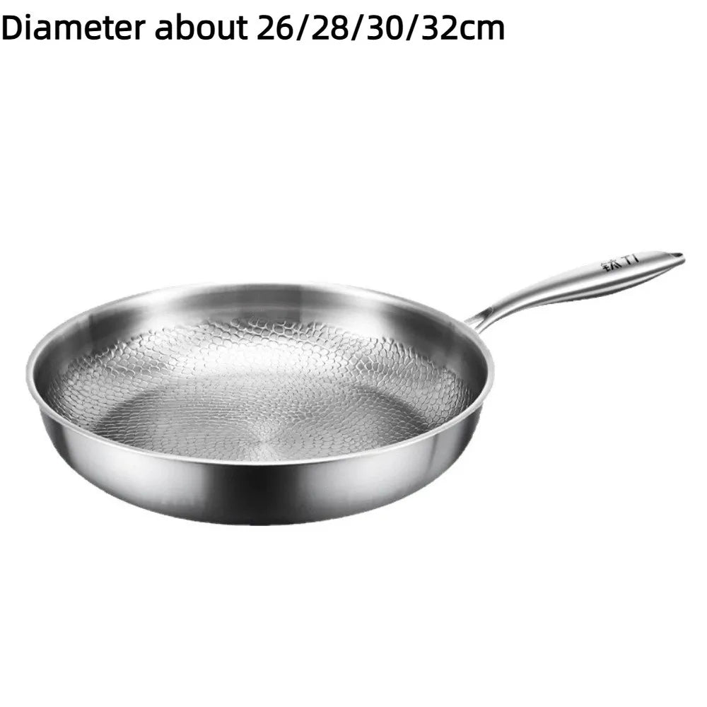 26/28/30/32cm Titanium Frying Pan Uncoated Non Stick Steak Frying Pan Thickened Fish Scale Hammer Pattern Kitchen Cookware Quake