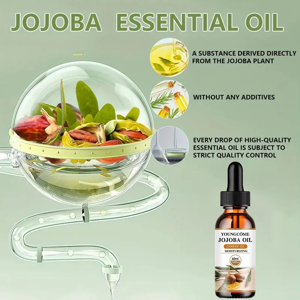 Natural Organic Jojoba Oil Anti Aging Firming Skin Face Moisturizing Relaxing Massage Oil Hair Nourishing for Dry Damaged Quake