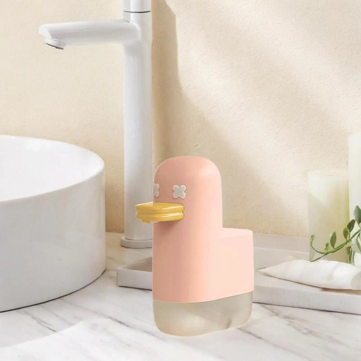 Automatic Hand Soap Dispenser Foaming Induction No Contact 350ml Capacity Quiet Motor for Home Bathroom Cleaning Quake Pink