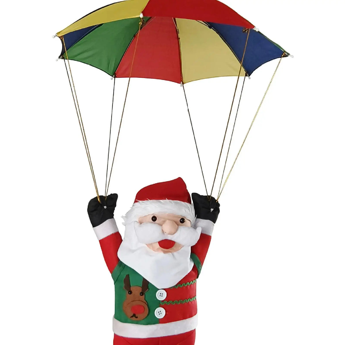 Parachute Santa Claus Hanging Decoration 52cm Umbrella for Fence, Porch Xmas Toys Gift Versatile 43.3inch Long Quake