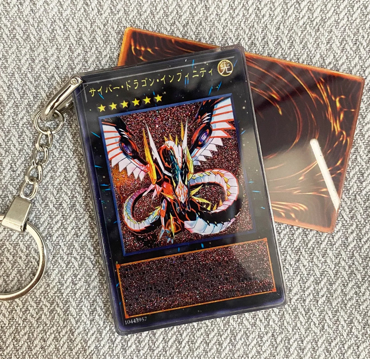 Hot Yu-Gi-Oh! Stardust Dragon Blue-Eyes White Dragon Mind Crush Sand Keychain Glitter Flow Motion Card Holder Collectible Gift Quake sku14