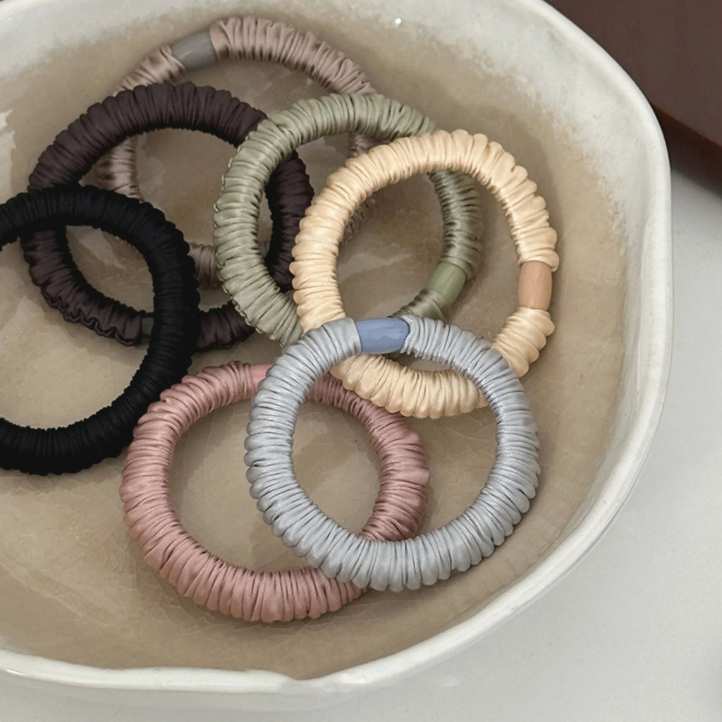 New Silk Hair Scrunchies Korean High Quality Hairbands Women Girls Sweet Pure Color Elastic Rubber Bands Hair Ropes Accessories Quake