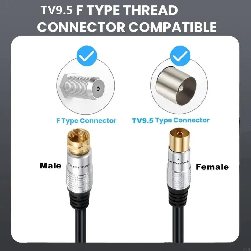 Aerial Extension Cable, TV9.5 Female to F Male Threaded Coax Cord for Home Antennas, Receiver 30Cm-500Cm K1KF Quake