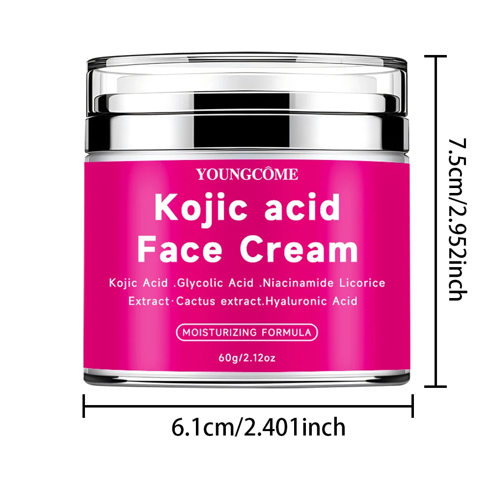 YOUNGCOM 30G/60G Kojic Acid Cream With Niacinamide Hyaluronic Acid , Non-Greasy and LightweightSuitable for All Skin Types Quake 60g
