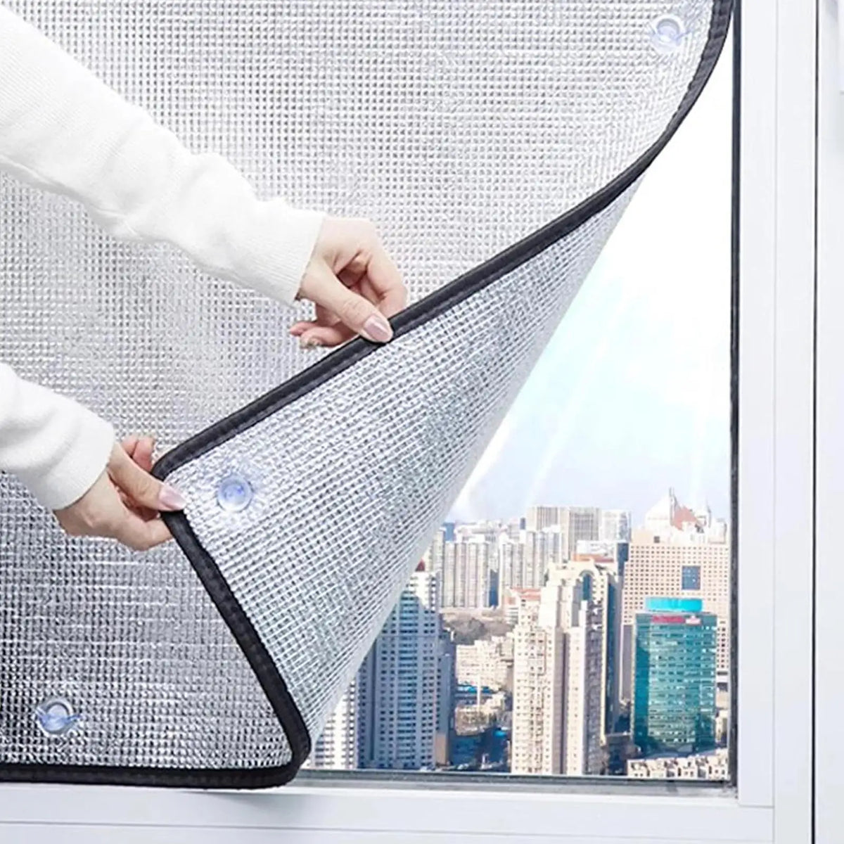 Sun Blocking Window Film with Suction Cups 100x50cm Reusable Cover Heat Blocking Window Film for Home Bedroom Glass Car Quake