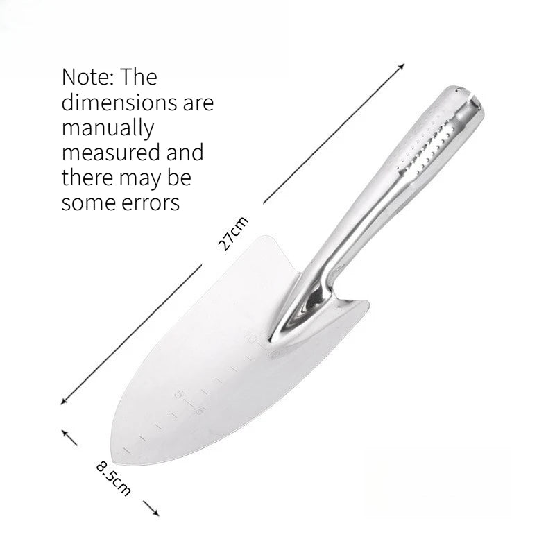 1PC Plastic Handle Gardening Hand Tools Stainless Steel Scale Shovel Rake Fork for Home Garden Flower Potting Weeding Quake wide shovel